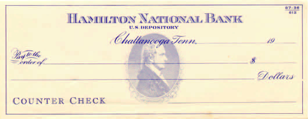 Hamilton National Bank 19__ unissued counter check